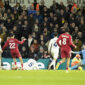 Liverpool's Hugo Ekitike scores their side's first goal of the game during the Premier League match at Elland Road, Leeds. Picture date: Saturday December 6, 2025. (Photo by Danny Lawson/PA Images via Getty Images)