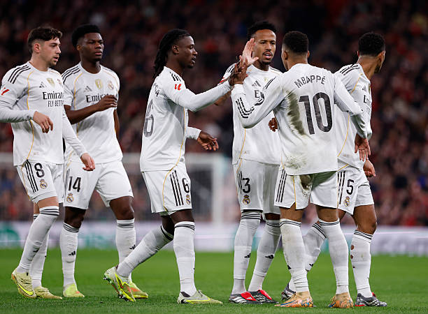 BILBAO, SPAIN - DECEMBER 03: Kylian Mbappé, player of Real Madrid, in action during the LaLiga EA Sports match between Athletic Club and Real Madrid CF at Estadio de San Mames on December 03, 2025 in Bilbao, Spain. (Photo by Pedro Castillo/Real Madrid via Getty Images)
