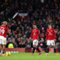MANCHESTER, ENGLAND - DECEMBER 04: Bruno Fernandes of Manchester United looks dejected after Soungoutou Magassa of West Ham United (not pictured) scored his team's first goal during the Premier League match between Manchester United and West Ham United at Old Trafford on December 04, 2025 in Manchester, England. (Photo by Justin Setterfield/Getty Images)