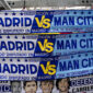 Real Madrid and Manchester City scarfs for sale near the Bernabeu Stadium, Madrid. Picture date: Tuesday December 9, 2025. (Photo by Mike Egerton/PA Images via Getty Images)
