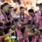 FORT LAUDERDALE, FLORIDA - DECEMBER 06: Lionel Messi #10 of Inter Miami CF celebrate with his teammates for group photos with MLS Cup trophy after defeating Vancouver Whitecaps FC at Chase Stadium on December 6, 2025 in Fort Lauderdale, Florida. (Photo by Michael Pimentel/ISI Photos/ISI Photos via Getty Images)
