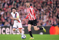 BILBAO, SPAIN - DECEMBER 10: (L-R) Vitinha of Paris Saint Germain, Oihan Sancet of Athletic Club  during the UEFA Champions League  match between Athletic de Bilbao v Paris Saint Germain at the San Mames Stadium on December 10, 2025 in Bilbao Spain (Photo by Cesar Ortiz Gonzalez/Soccrates/Getty Images)
