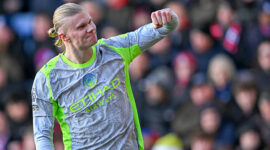 LONDON, ENGLAND - DECEMBER 14:  Erling Haland of Manchester City celebrates after scoring during the Premier League match between Crystal Palace and Manchester City at Selhurst Park on December 14, 2025 in London, England. (Photo by Vince Mignott/MB Media/Getty Images)
