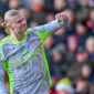 LONDON, ENGLAND - DECEMBER 14:  Erling Haland of Manchester City celebrates after scoring during the Premier League match between Crystal Palace and Manchester City at Selhurst Park on December 14, 2025 in London, England. (Photo by Vince Mignott/MB Media/Getty Images)