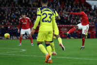 Nottingham Forest's Ivorian midfielder #06 Ibrahim Sangare scores the team's third goal during the English Premier League football match between Nottingham Forest and Tottenham Hotspur at The City Ground in Nottingham, central England, on December 14, 2025. (Photo by Darren Staples / AFP via Getty Images) / RESTRICTED TO EDITORIAL USE. No use with unauthorized audio, video, data, fixture lists, club/league logos or 'live' services. Online in-match use limited to 120 images. An additional 40 images may be used in extra time. No video emulation. Social media in-match use limited to 120 images. An additional 40 images may be used in extra time. No use in betting publications, games or single club/league/player publications. /