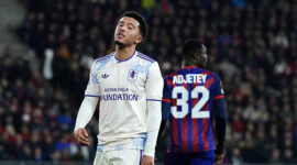 BASEL, SWITZERLAND - DECEMBER 11: Jadon Sancho of Aston Villa reacts after a missed chance during the UEFA Europa League 2025/26 League Phase MD6 match between FC Basel 1893 and Aston Villa FC at St. Jakob-Park on December 11, 2025 in Basel, Switzerland. (Photo by Daniela Porcelli/Getty Images)