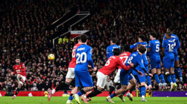 MANCHESTER, ENGLAND - DECEMBER 15:   Bruno Fernandes of Manchester United scores his side's third goal during the Premier League match between Manchester United and Bournemouth at Old Trafford on December 15, 2025 in Manchester, England. (Photo by Richard Martin-Roberts - CameraSport via Getty Images)