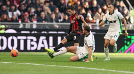 MILAN, ITALY - DECEMBER 14:  Christian Pulisic of AC Milan in action during the Serie A match between AC Milan and US Sassuolo Calcio at Giuseppe Meazza Stadium on December 14, 2025 in Milan, Italy. (Photo by Claudio Villa/AC Milan via Getty Images)