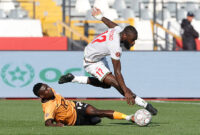 Mali's forward #17 Lassine Sinayoko (R) fights for the ball with Zambia's midfielder #17 Kings Kangwa (L) during the Africa Cup of Nations (AFCON) Group A football match between Mali and Zambia at Mohammed V Stadium in Casablanca, Morocco on December 22, 2025. (Photo by Abdel Majid BZIOUAT / AFP via Getty Images)