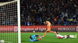 Ivory Coast's forward #15 Amad Diallo (C) celebrates scoring the team's first goal during the Africa Cup of Nations (CAN) Group F football match between Ivory Coast and Mozambique at Marrakesh Stadium in Marrakesh on December 24, 2025. (Photo by Khaled DESOUKI / AFP via Getty Images)