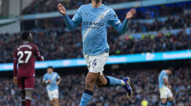MANCHESTER, ENGLAND - DECEMBER 20: Tijjani Reijnders of Manchester City celebrates scoring the first goal during the Premier League match between Manchester City and West Ham United at Etihad Stadium on December 20, 2025 in Manchester, England. (Photo by Visionhaus/Getty Images)