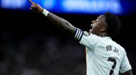MADRID, SPAIN - DECEMBER 20: Vinicius Junior of Real Madrid CF gestures during the Spanish League, LaLiga EA Sports, football match played between Real Madrid and Sevilla FC at Bernabeu Stadium on December 20, 2025, in Madrid, Spain. (Photo By Oscar J. Barroso/Europa Press via Getty Images)
