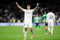 Gonzalo Garcia of Real Madrid celebrates a goal during the La Liga 2025/26 match between Real Madrid and Real Betis at Santiago Bernabeu Stadium in Madrid, Spain, on January 4, 2026.  (Photo by Guille Martinez/f22photo/NurPhoto via Getty Images)